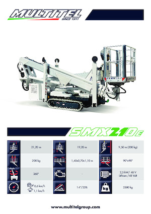 Nacelles à bras articulés sur chenilles Multitel SMX 210 AXON