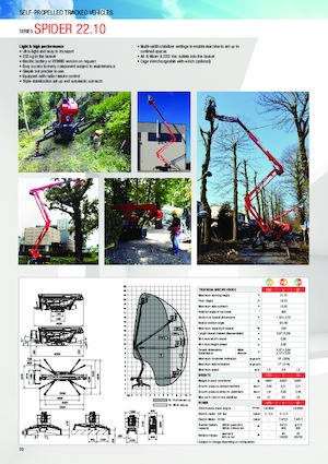 Nacelles à bras articulés sur chenilles Platform Basket SPIDER 22.10 ED