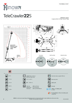 Nacelles à bras articulés sur chenilles Hinowa TeleCrawler 22S