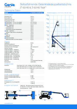 Nacelles à bras articulés sur chenilles Genie Z-62/40 TraX