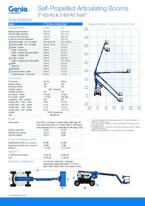 Nacelles à bras articulés sur chenilles Genie Z-62/40 TraX