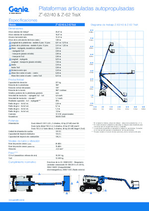 Nacelles à bras articulés sur chenilles Genie Z-62/40 TraX
