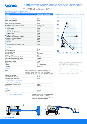 Nacelles à bras articulés sur chenilles Genie Z-62/40 TraX