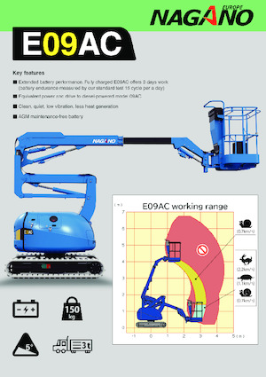 Nacelles à bras articulés sur chenilles Nagano E09AC