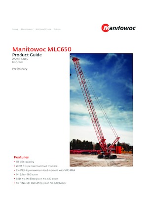 Grues à chenilles - flèche treillis Manitowoc MLC650