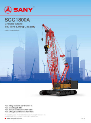 Grues à chenilles - flèche treillis Sany SCC1800A