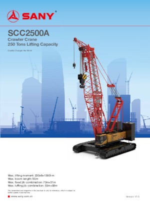Grues à chenilles - flèche treillis Sany SCC2500A