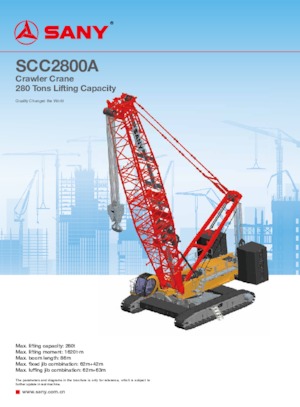 Grues à chenilles - flèche treillis Sany SCC2800A