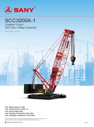 Grues à chenilles - flèche treillis Sany SCC3200A-1