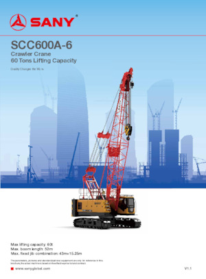 Grues à chenilles - flèche treillis Sany SCC600A-6