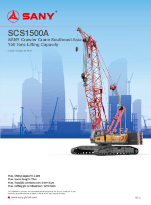 Grues à chenilles - flèche treillis Sany SCS1500A