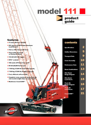 Grues à chenilles - flèche treillis Manitowoc 111 E