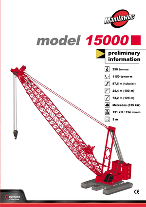 Grues à chenilles - flèche treillis Manitowoc 15000 E