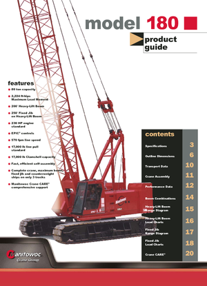 Grues à chenilles - flèche treillis Manitowoc 180 E