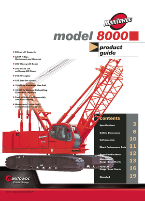 Grues à chenilles - flèche treillis Manitowoc 8000