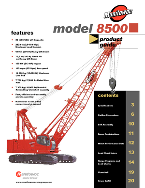Grues à chenilles - flèche treillis Manitowoc 8500 E