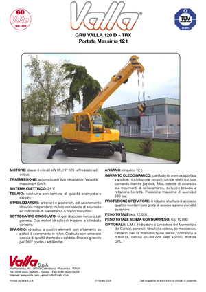 Grues à chenilles téléscopique Valla 120 TRX-D