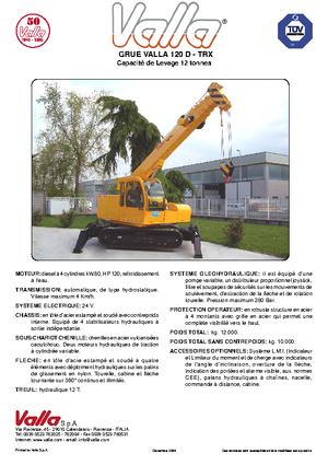 Grues à chenilles téléscopique Valla 120 TRX-D