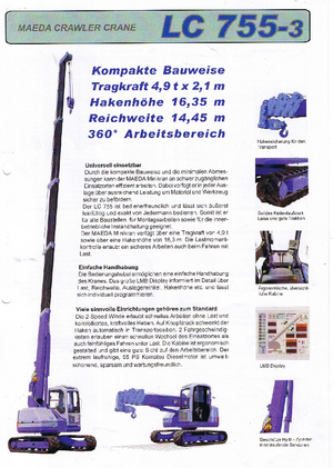 Grues à chenilles téléscopique Maeda LC 755-3