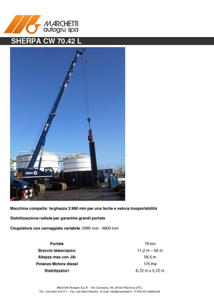 Grues à chenilles téléscopique Marchetti Sherpa 70.42 L