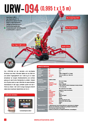 Grues à chenilles téléscopique UNIC URW 094