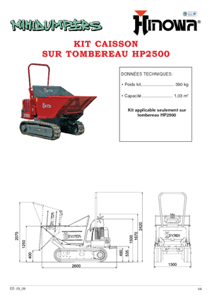 Bennes à chenilles Hinowa HP 2500