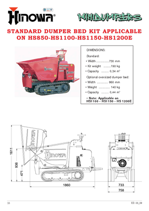 Bennes à chenilles Hinowa HS 1100 D