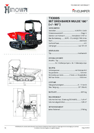Bennes à chenilles Hinowa TX3005