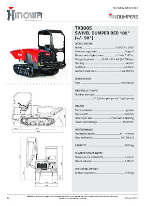 Bennes à chenilles Hinowa TX3005