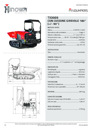 Bennes à chenilles Hinowa TX3005