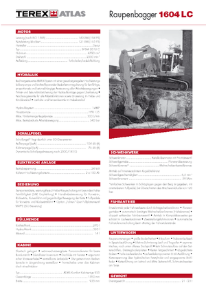 Excavatrice sur chenilles Atlas 1604 LC Serie 261