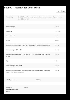 Excavatrice sur chenilles Caterpillar 309 CR