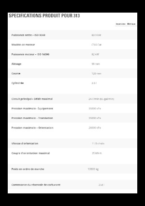 Excavatrice sur chenilles Caterpillar 313