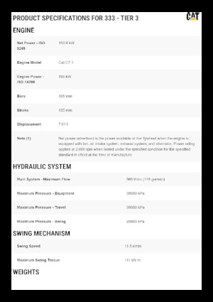 Excavatrice sur chenilles Caterpillar 333