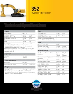 Excavatrice sur chenilles Caterpillar 352