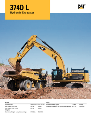 Excavatrice sur chenilles Caterpillar 374D L