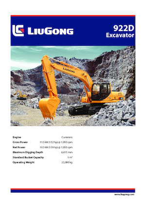 Excavatrice sur chenilles Liugong 922D