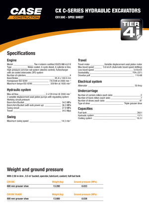 Excavatrice sur chenilles Case CX 130 C Blade