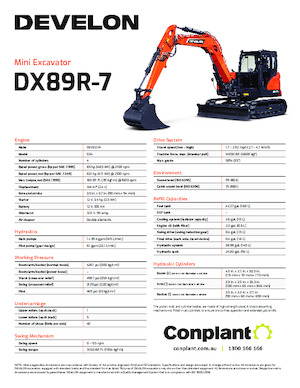 Excavatrice sur chenilles Develon DX89R-7