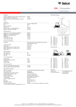 Excavatrice sur chenilles Bobcat E 60