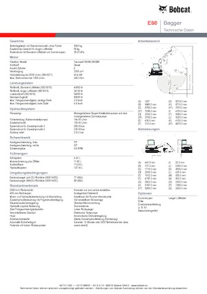 Excavatrice sur chenilles Bobcat E 80