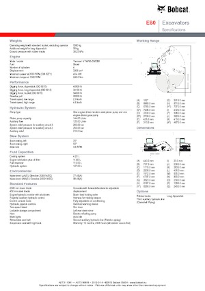 Excavatrice sur chenilles Bobcat E 80