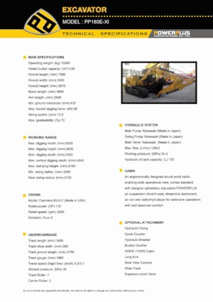 Excavatrice sur chenilles PowerPlus PP160E-XI 