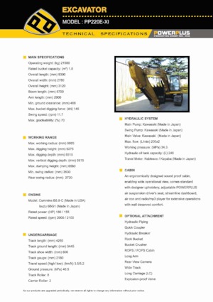 Excavatrice sur chenilles PowerPlus PP220E-IX 