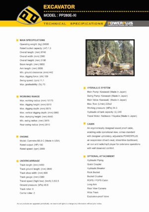 Excavatrice sur chenilles PowerPlus PP280E-XI