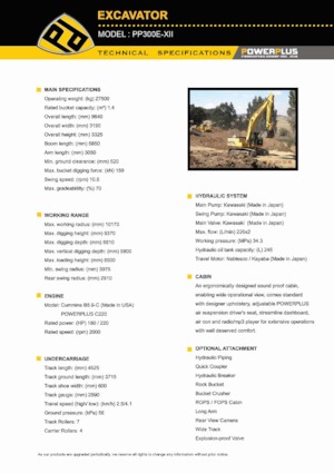 Excavatrice sur chenilles PowerPlus PP300E-XII