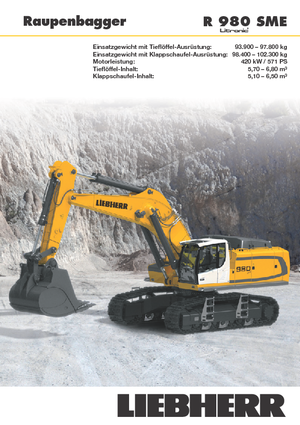 Excavatrice sur chenilles Liebherr R 980 SME