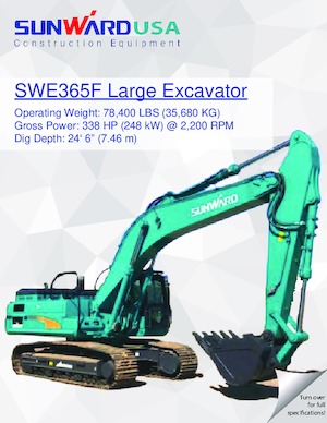 Excavatrice sur chenilles Sunward SWE365F
