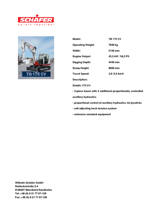 Excavatrice sur chenilles Takeuchi TB 175 CV