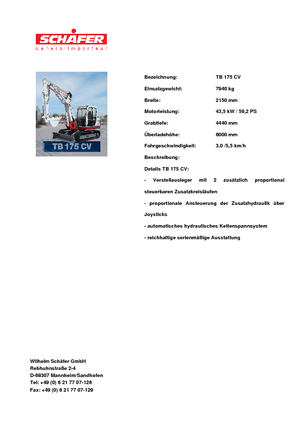 Excavatrice sur chenilles Takeuchi TB 175 CV